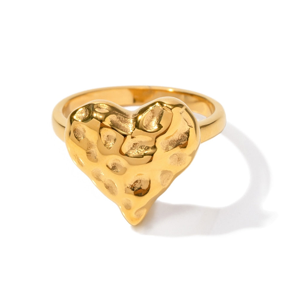 Ringe Chunky Style geometrische Muster 18 Karat plattvergoldet