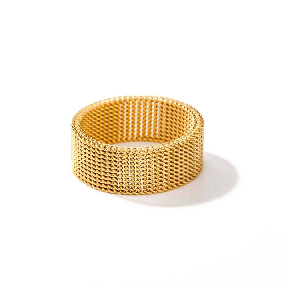 Ringe Chunky Style geometrische Muster 18 Karat plattvergoldet