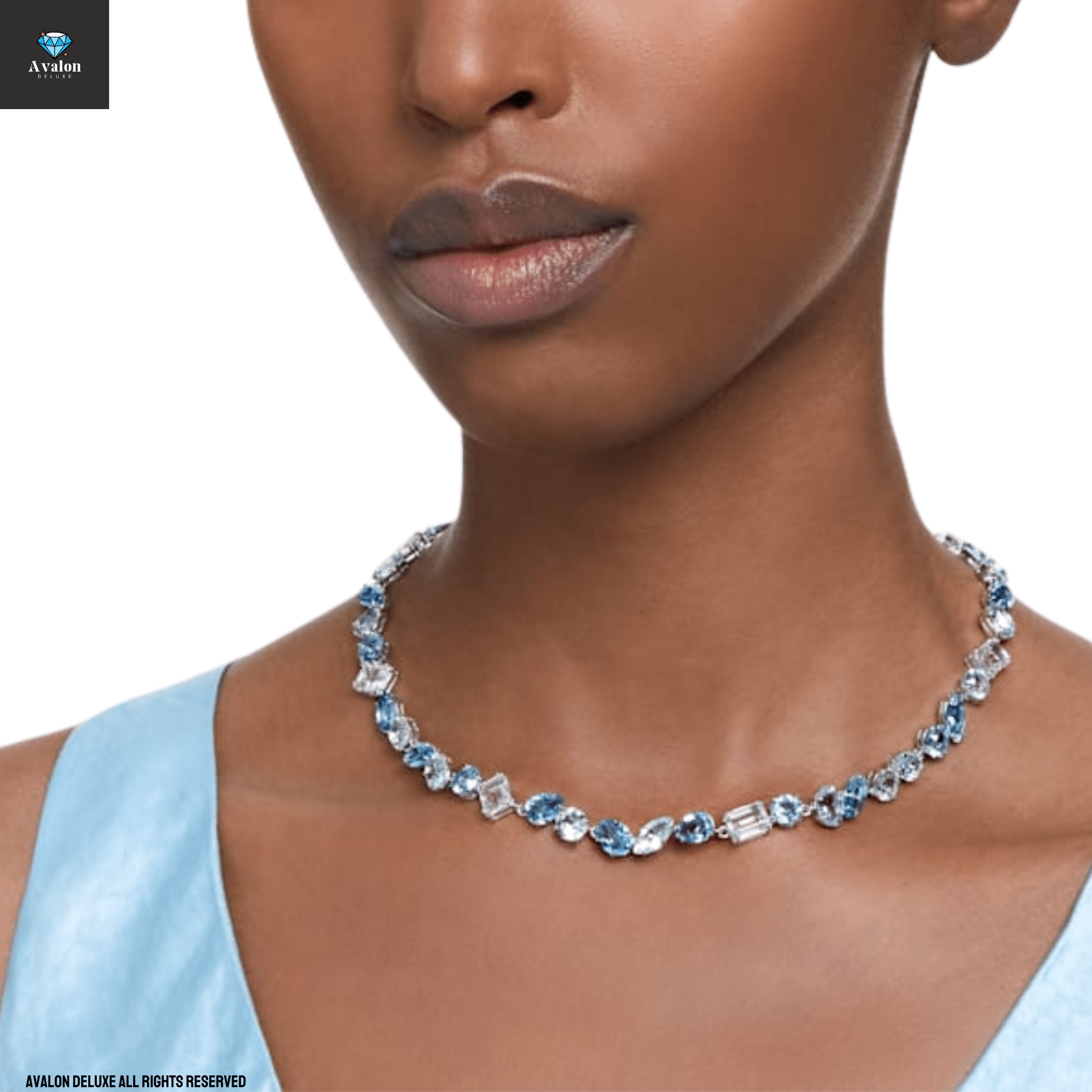Avalon Gemstone Halskette Blautöne verschiedene Schliffe