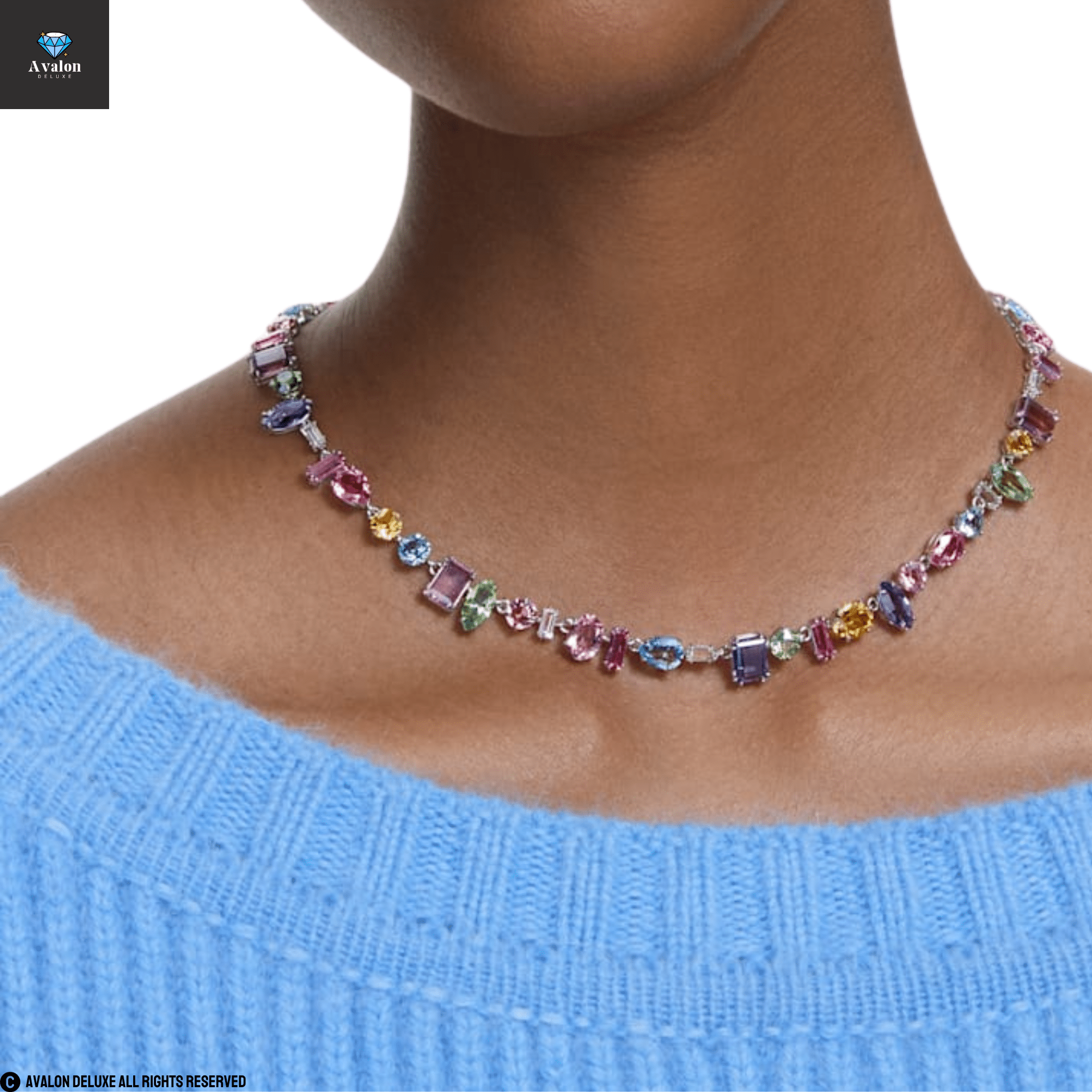 Avalon Gemstone Halskette mehrfarbige rhodinierte Steine
