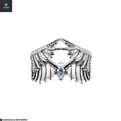 Avalon Ring Phönix-Flügel mit blauen Steinen Silber