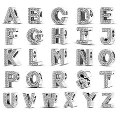 Charm-Anhänger Buchstaben A-Z mit weißen Steinen Silber. Schmuck Buchstaben Charms A-Z Charm Anhänger Buchstaben A-Z Charms