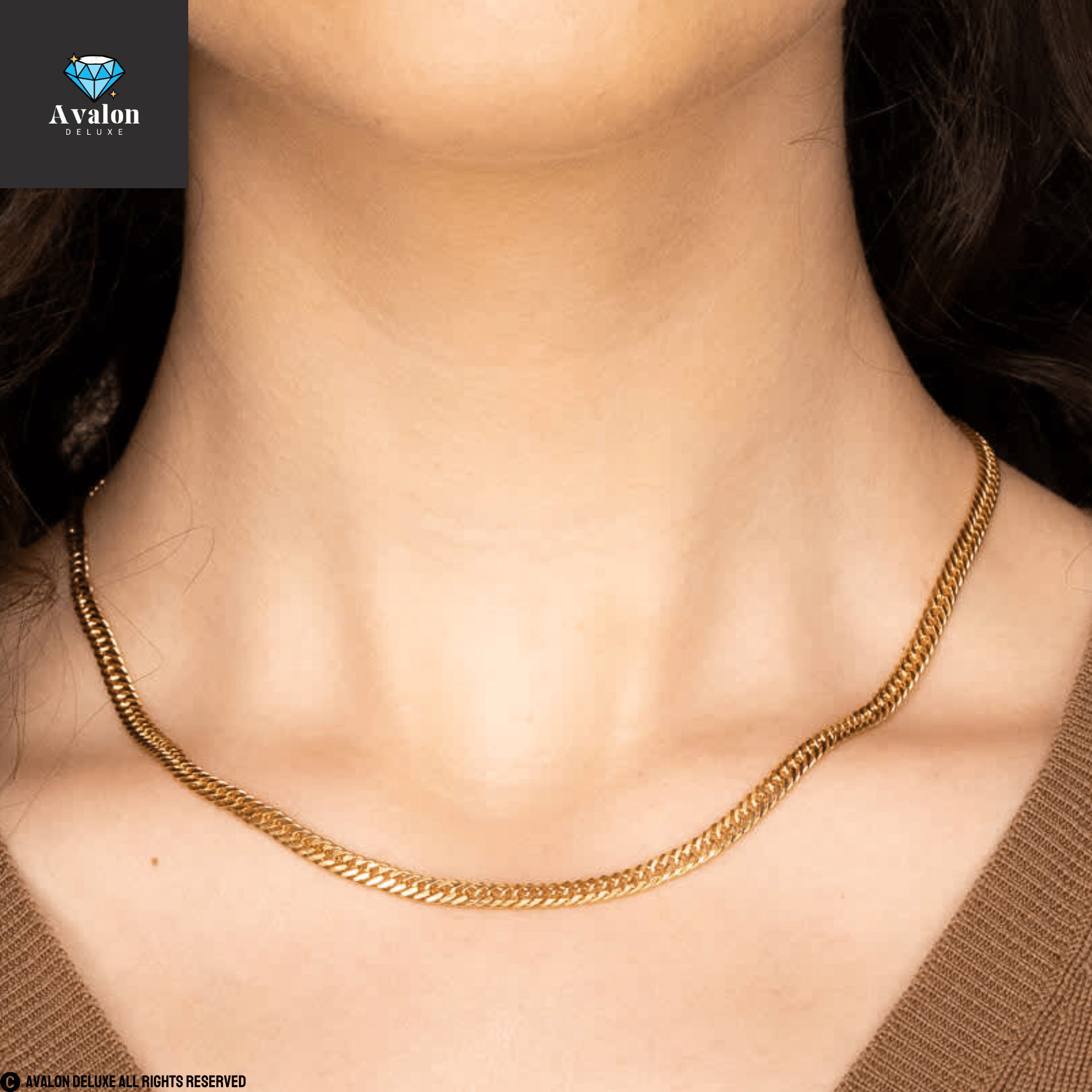 Double Curb Chain Necklace Halskette Gold 3,8 mm 0