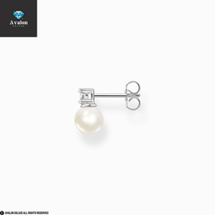 Einzelohrstecker mit weißer Perle und Diamantstein Schmuck