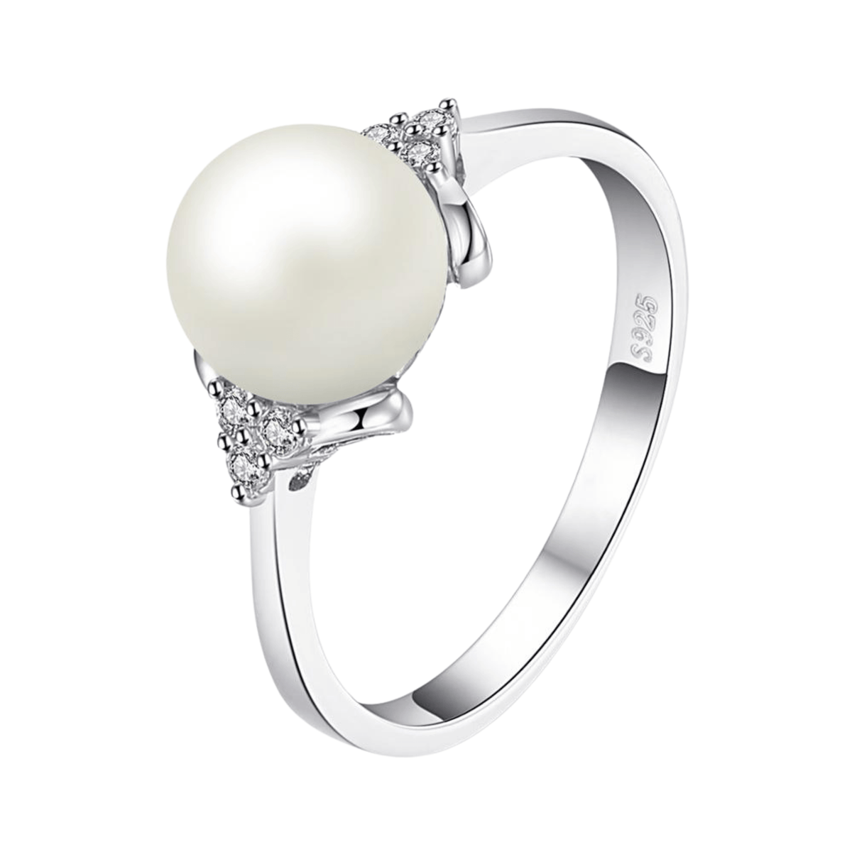 Ring Perle mit weißen Steinen silber Schmuck Pearls Perlenring Perlenschmuck